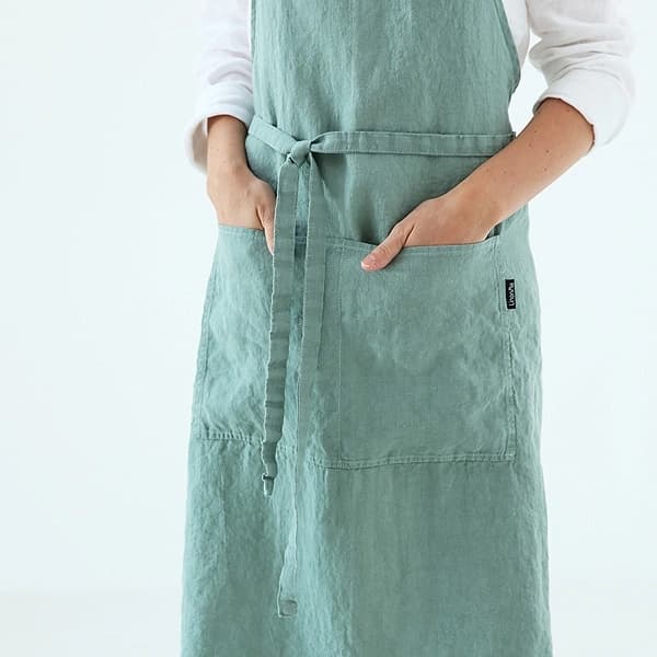 Washed linen apron