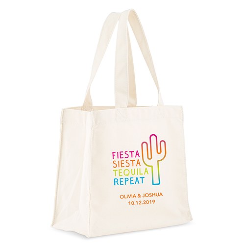 Self handle white canvas tote bags