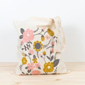 Printed canvas tote with long handle